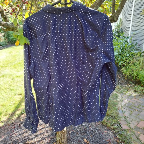 Talbots Women's LS Polka Dot Button Down Blouse Size 16 Navy/White Career - Picture 5 of 10
